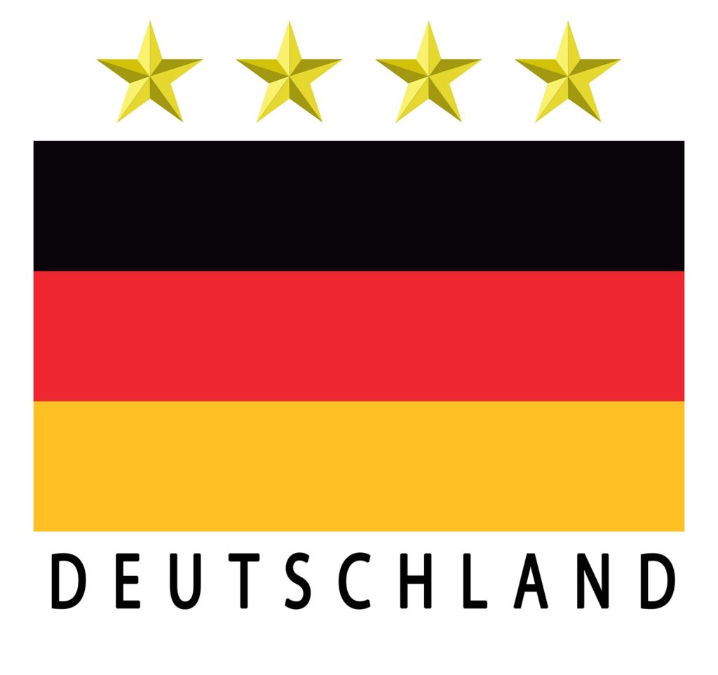 German Flag (Deustchland) with 4 stars to represent 4 World Cup wins