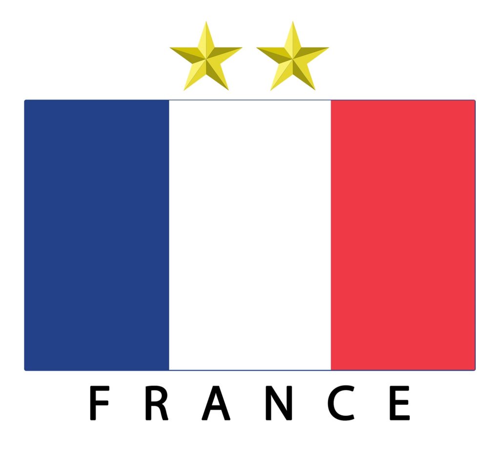 French  with 2 stars to represent 2 World Cup wins