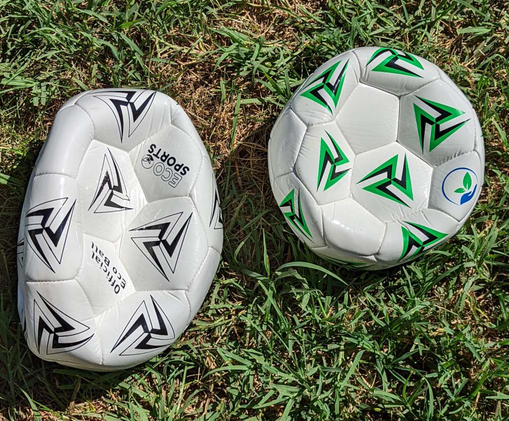 deflated eco friendly soccer balls size 3 and siz 5