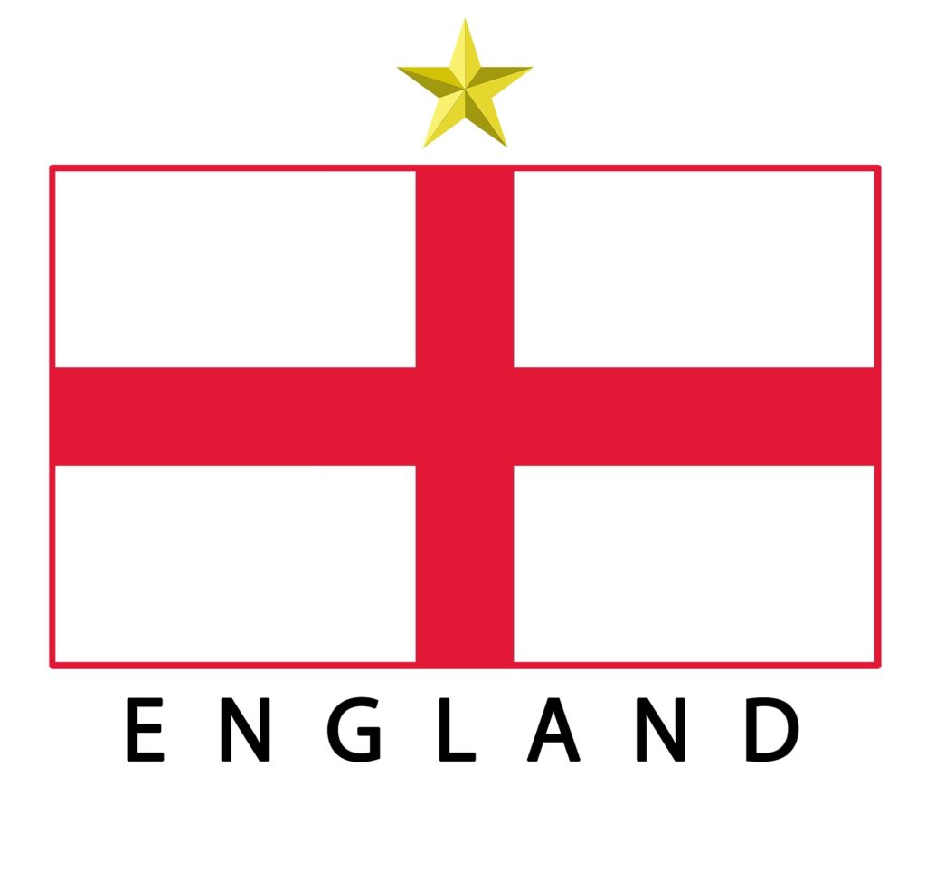 English flag with 1 star to represent 1 World Cup win
