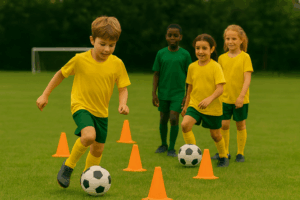 kids doing dribbling drills